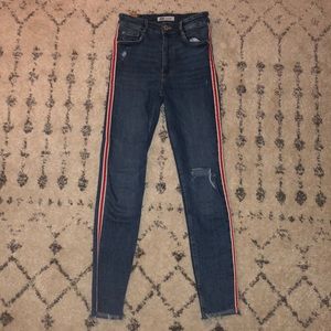 SIDE STRIPE SKINNY JEANS